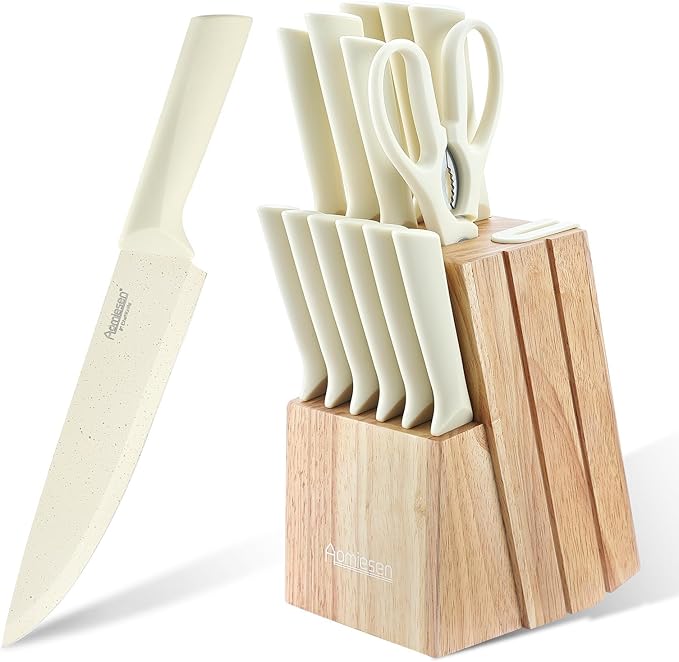 Stainless Steel Knife Set, Knife Block Sets by Aomiesen
