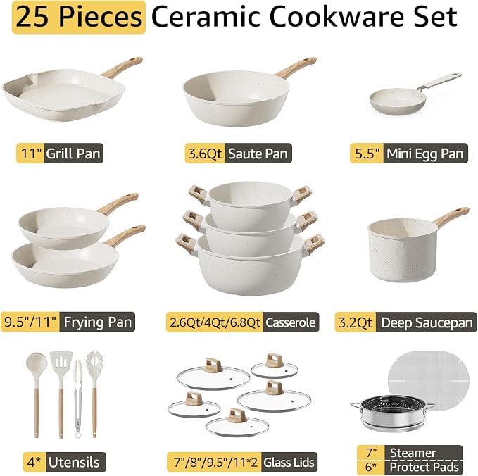 25Pcs Pots and Pans Set Non Stick, Ceramic Cookware - Image 7