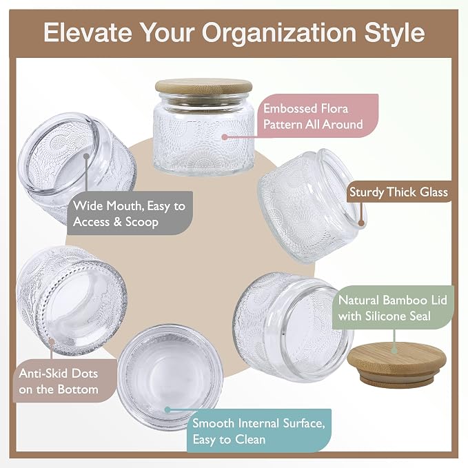 4 oz Mini Glass Jars with Airtight Bamboo Lids 24 pack, Decorative Small Food - Image 2