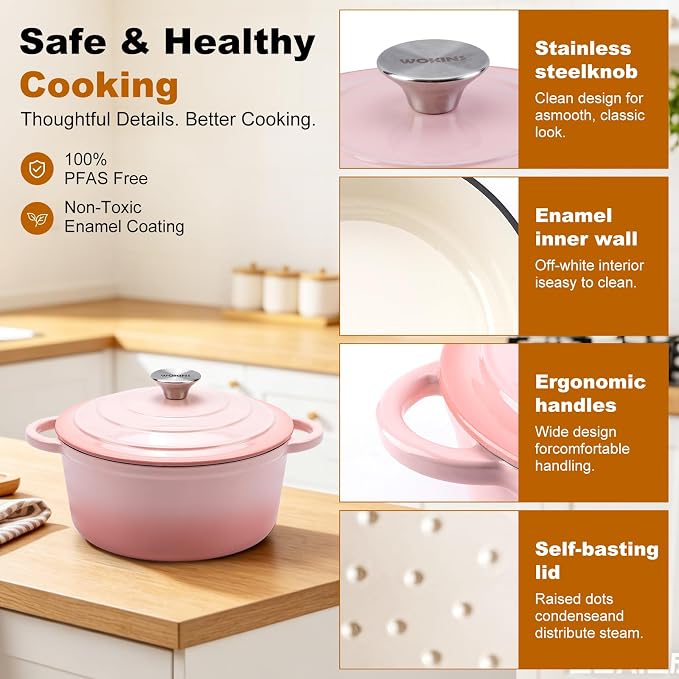 Enameled Cast Iron Dutch Oven - 7QT Pot - Image 6