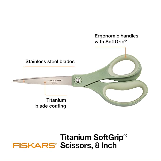 Fiskars 8” Comfort Grip Titanium Multipurpose Scissors - Image 2