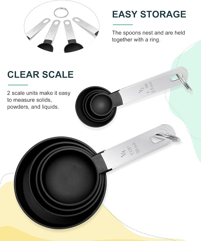 Measuring Cups and Spoons Set of 8 Pieces, nesting measuring cups - Image 5