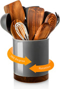 Nucookery 360°Rotating Utensil Holder, 7.2" Large Utensil Crock, Farmhouse by Nucookery