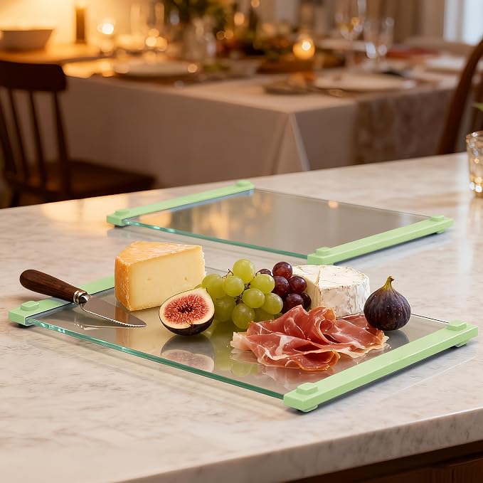 2PCS Glass Cutting Board with Silicone Grip, 80% Stronger Shatter Resistance - Image 2