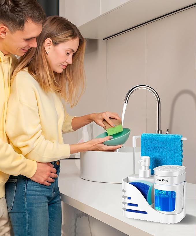 Kitchen Soap Dispenser Set, 4-in-1 Dual Hand and Dish Soap Dispenser - Image 4