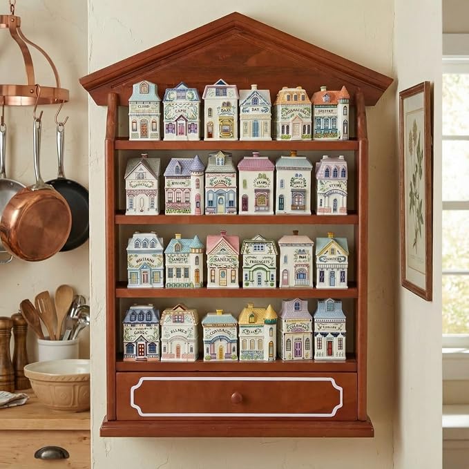 Chunful Vintage Spice Jar Wooden Rack - Image 7