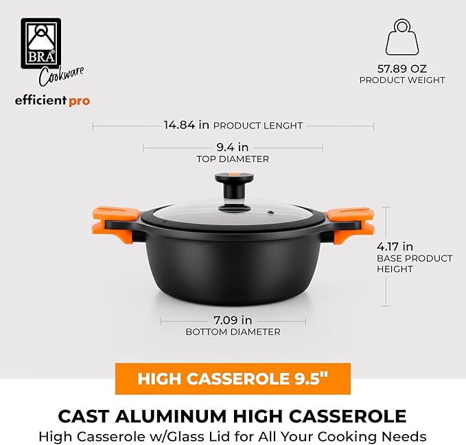 BRA COOKWARE Efficient Pro Nonstick Stock Pot w/Lid | 9.5 Inch 4.2 Quart - Image 2