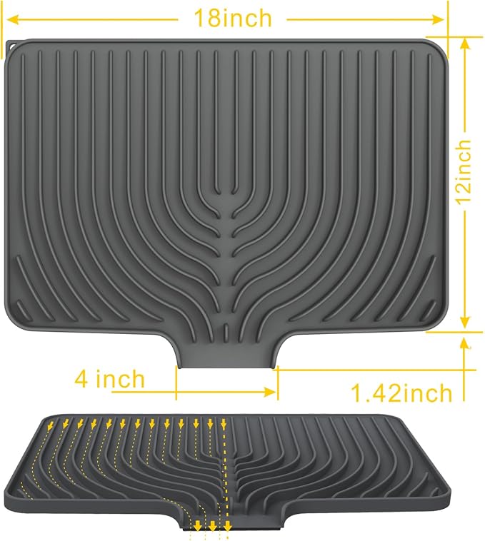 Silicone Dish Drying Mat for Kitchen Counter, 18x12 Inch Dish Drying Rack Mat - Image 3