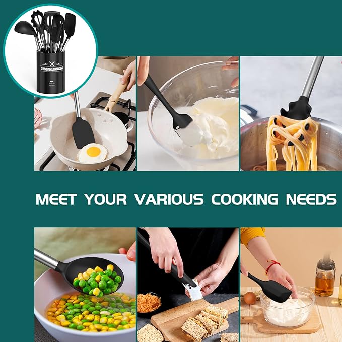 Silicone Cooking Utensil Set, Umite Chef 15pcs Silicone Cooking Kitchen - Image 6