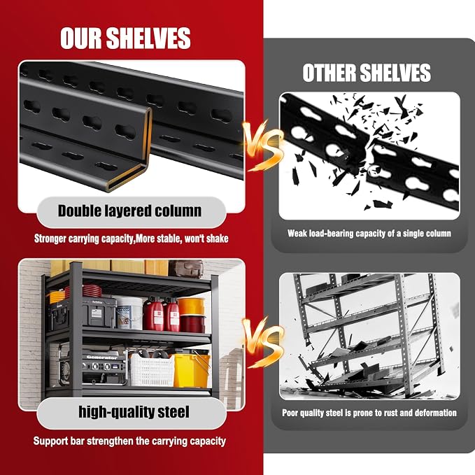 Set of 3 Garage Shelving-3500 lbs 5 Tier Storage Shelves, Adjustable Heavy Duty - Image 4