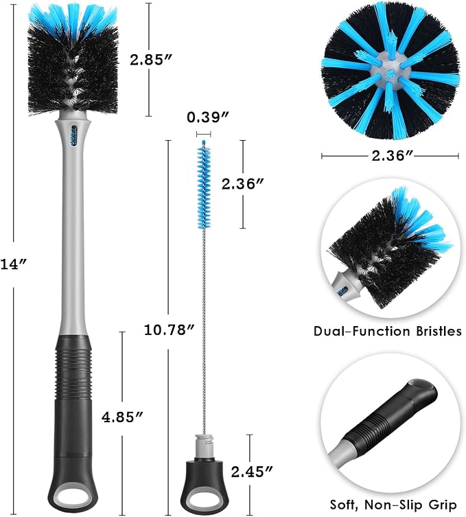 MOSOLAN 2-in-1 Bottle and Straw Cleaning Brush, Long Handle Water Bottle - Image 4