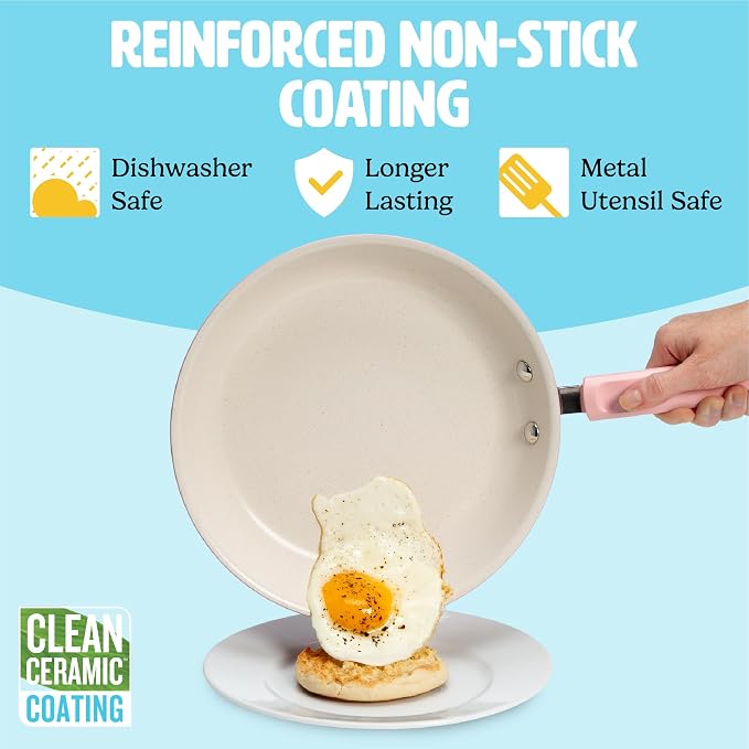 Tasty Clean Ceramic Non-Stick Aluminum Cookware Set, Tempered Glass Lid - Image 4