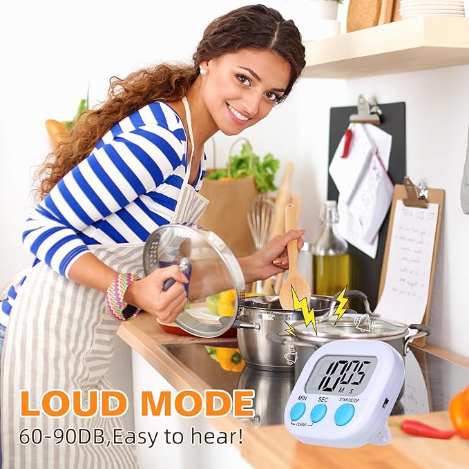12 Pack Digital Kitchen Timers for Cooking, Small Magnetic Countdown Classroom - Image 2