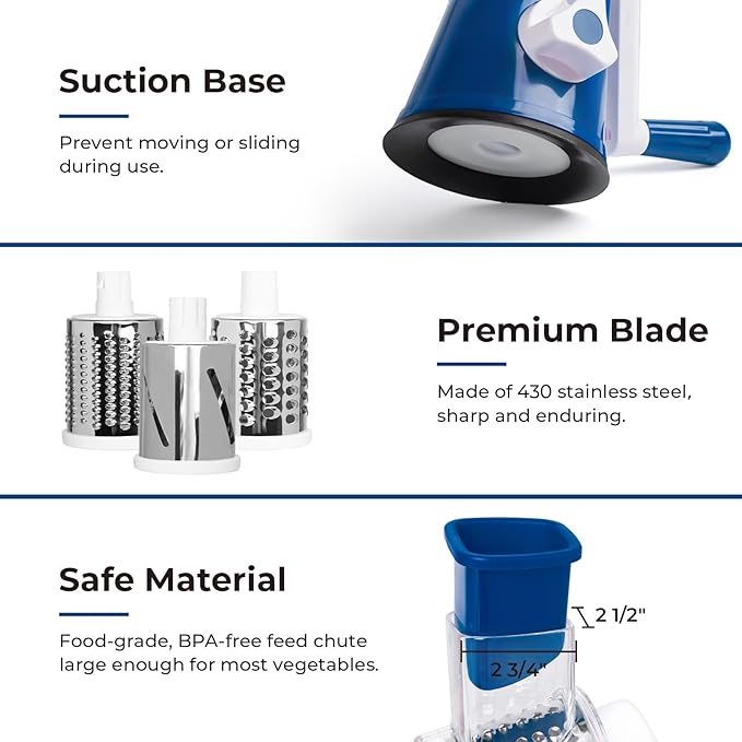 X Home Rotary Cheese Grater for Kitchen, Shredder - Image 5