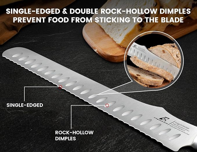 CoquusAid Bread Knife for Homemade Bread, 9 Inch Multifunction Serrated Knife - Image 4