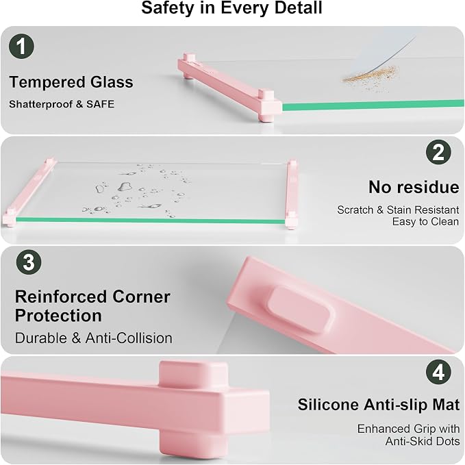 2PCS Glass Cutting Board with Silicone Grip, 80% Stronger Shatter Resistance - Image 5