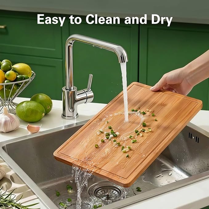 Zarler Bamboo Cutting Boards for Kitchen, Durable Wood Cutting Board - Image 7