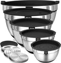 Umite Chef Mixing Bowls with Airtight Lids, 3 Grater Attachments & Non-Slip by UmiteChef