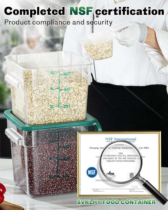 4QT NSF Food Storage Containers: 8 PCS Commercial Clear Food Storage Containers - Image 3