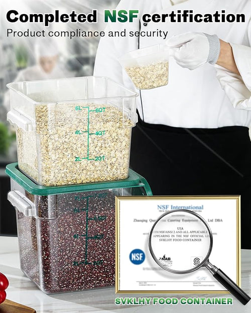 12QT NSF Food Storage Containers: 6PCS Commercial Clear Food Storage Containers - Image 2