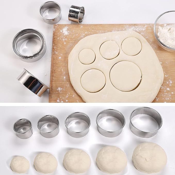 5 Pieces Biscuit Cookie Cutters Set, Stainless Steel Circle Round Cookie - Image 2