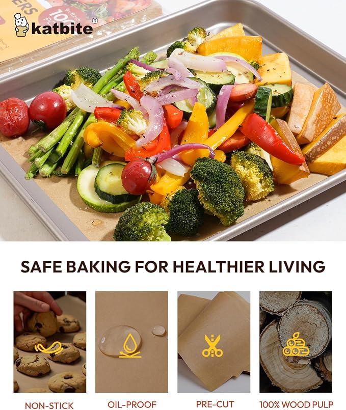 Katbite Air Fryer Disposable Paper Liners 200 Pcs, 9x11 Inch, Oil Resistant & - Image 3