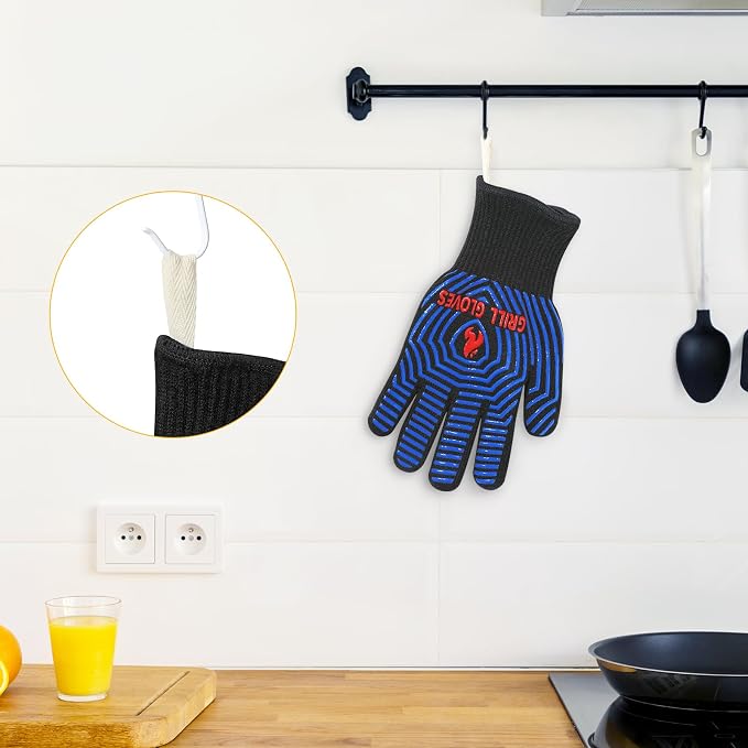 QUWIN BBQ Gloves, Oven Gloves 1472℉ Extreme Heat Resistant, Grilling Gloves - Image 4