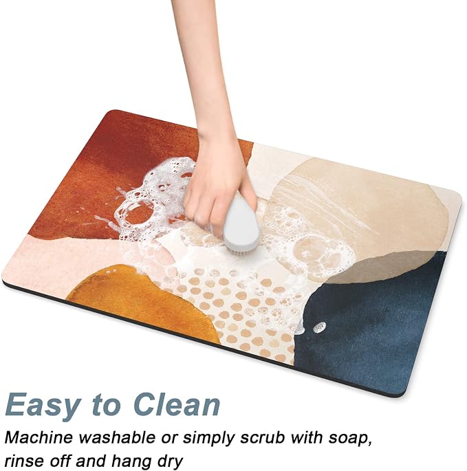 Rnivvi Coffee Mat, Hide Stain Rubber Backed Absorbent Dish Drying Pad - Image 5