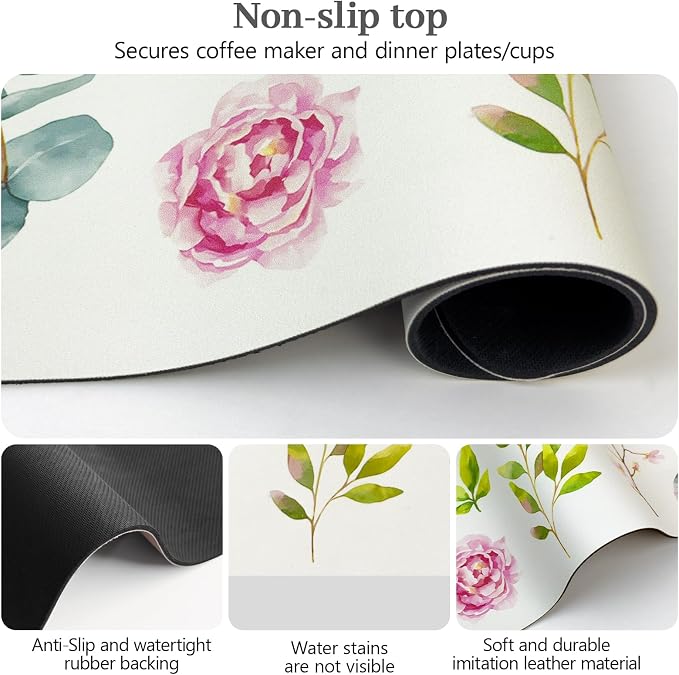 Bloss Drying Mat, Rose Flower Printed Dish Drying Mat - Image 5