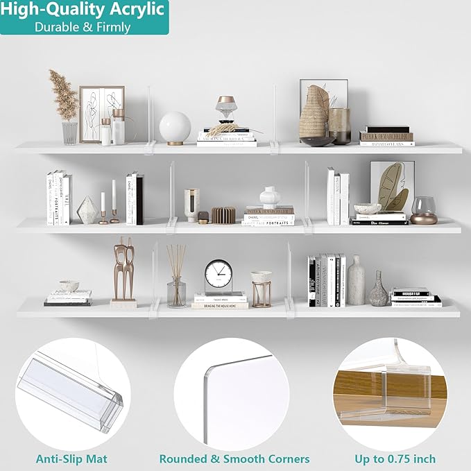 12 PCS Shelf Dividers for Closet Organization Acrylic Clear Closet Shelf - Image 3