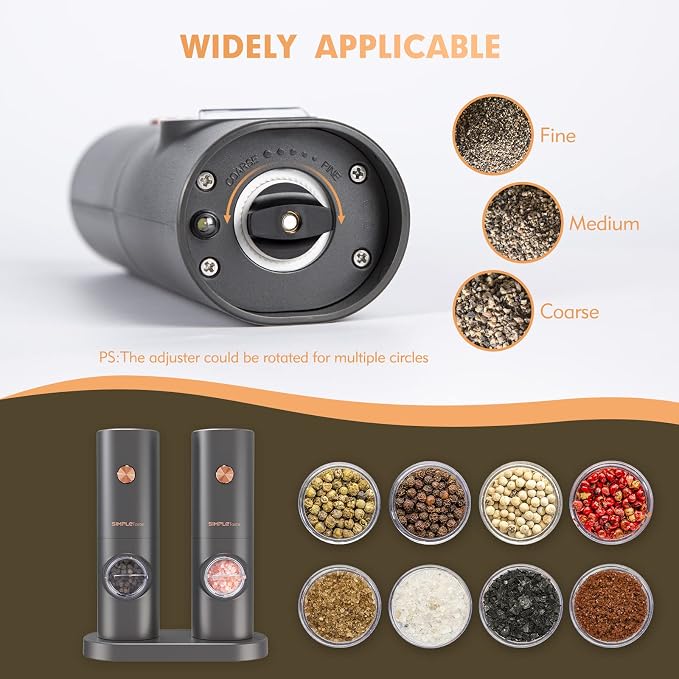 SIMPLETASTE Electric Salt and Pepper Grinder Set - Image 3