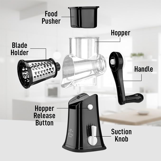 Zulay Kitchen Rotary Cheese Grater 5 Blade Cheese Shredder - Image 8