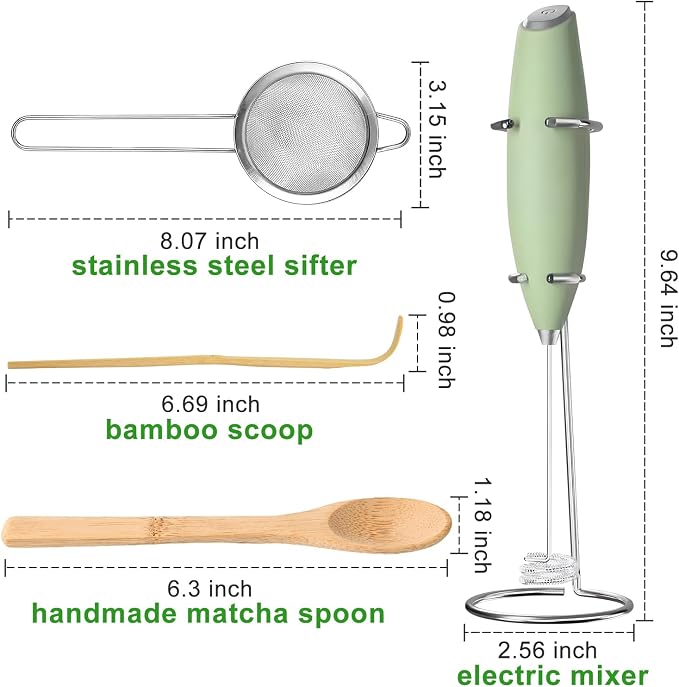 Electric Matcha Whisk Set 4 PCS Matcha Making Kit Powder Mixer Electric Milk - Image 8