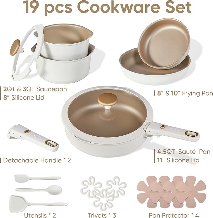 CAROTE 19 Pcs Pots and Pans Set, Nonstick Cookware Sets - Image 2