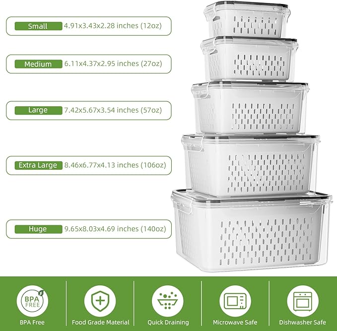 KEMETHY 5 Pack Fruit Storage Containers - Image 3