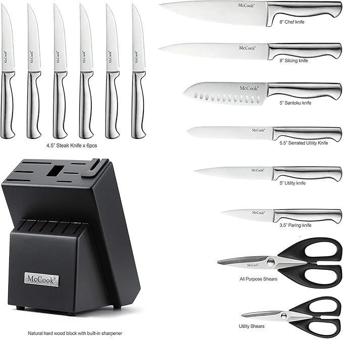 McCook® Knife Sets, German Stainless Steel Knife Block Sets - Image 2
