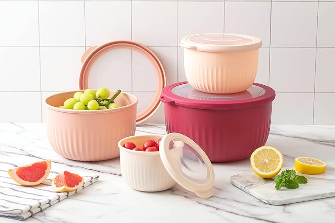 COOK WITH COLOR Prep Bowls with Lids- Wide and Deep Nesting Plastic Small - Image 8