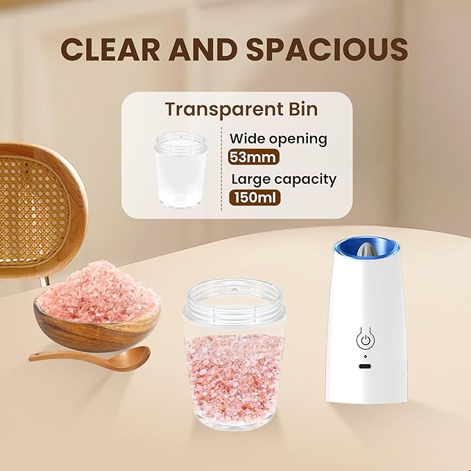 Rechargeable Electric Salt And Pepper Grinder Set, Automatic Gravity Electric - Image 5