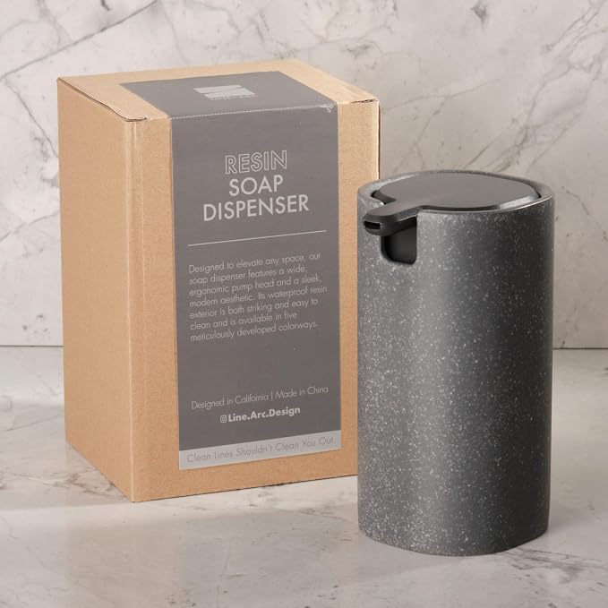 LINE+ARC Modern Easy-to-Press Soap Dispenser. Cute Bathroom Blue Marble Kitchen - Image 6