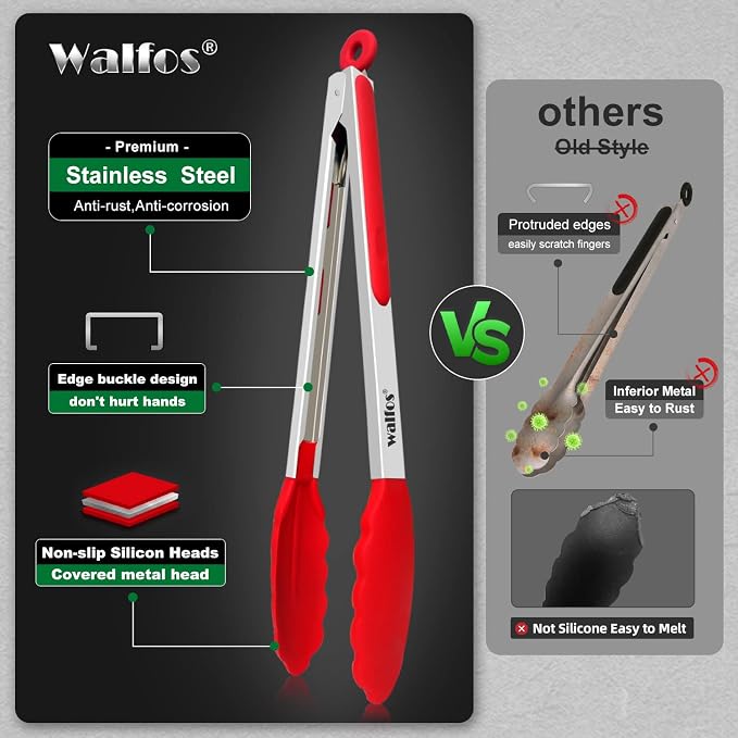 Walfos Silicone Tongs for Cooking - Image 8