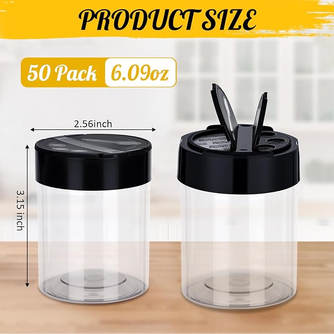 50 Pack 6 oz Plastic Spice Jars - Image 2