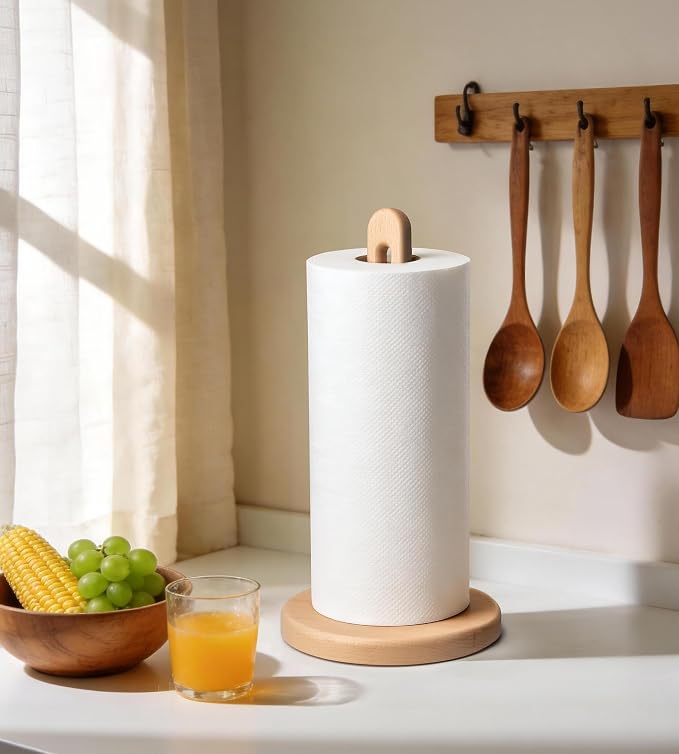 KitchLife Wooden Paper Towel Holder Countertop, 6.5" Jumbo Base, Fits Jumbo - Image 4