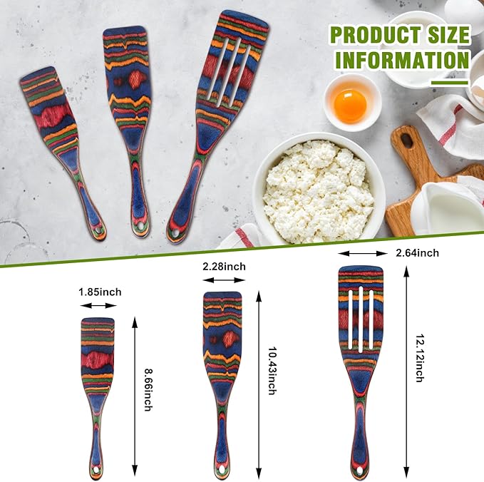 Spurtle Set, Wooden Utensils for Cooking, Kitchen Utensils Set, Pakkawood - Image 2