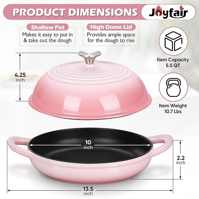 Bread Dutch Oven for Sourdough Baking, Joyfair Enameled Cast Iron Dutch Oven Pot - Image 7