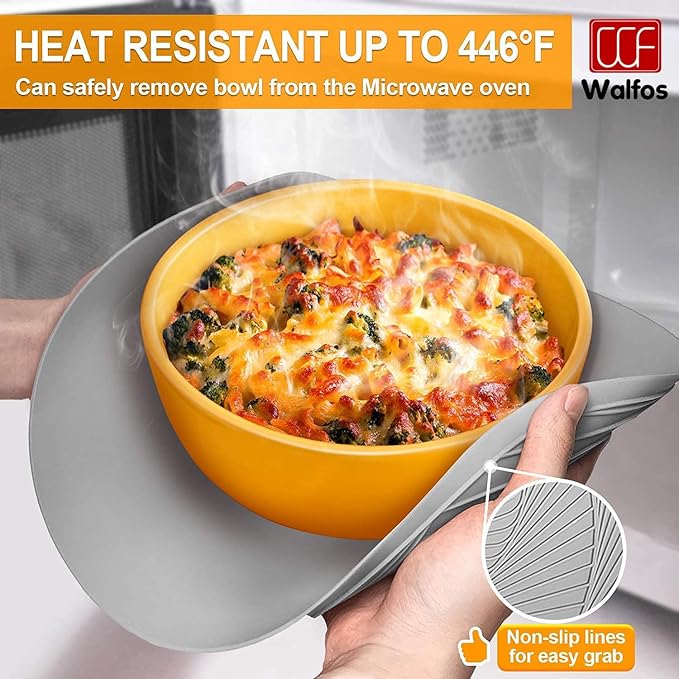 Walfos Silicone Microwave Mat & Lid Set, Heat Resistant Multi-Purpose Trivet - Image 7