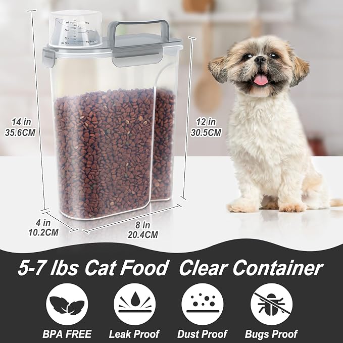 LEAWALK 5Lbs Airtight Cat Dog Food Storage Container - Image 3