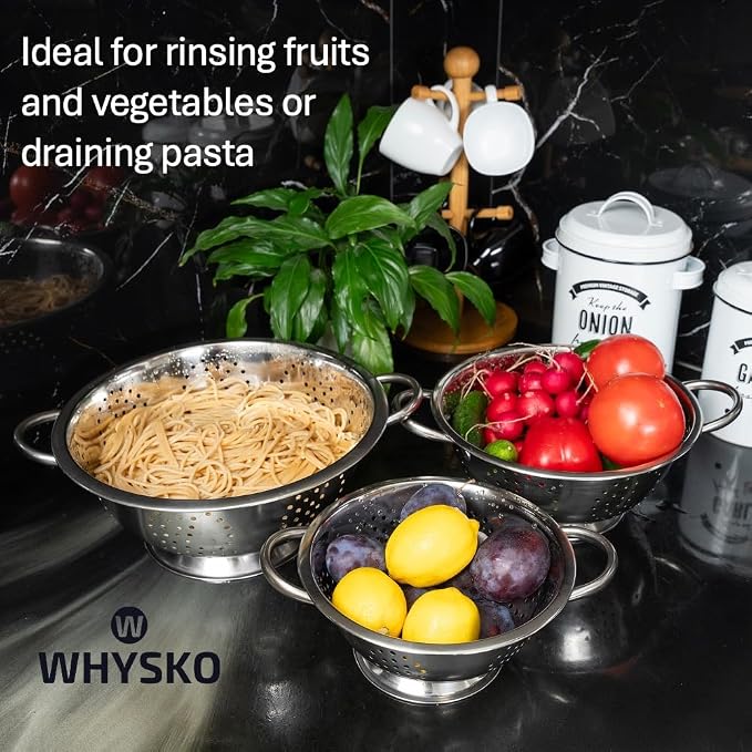 Whysko 3 Pack Stainless Steel Colanders - 5 Qt - Image 5