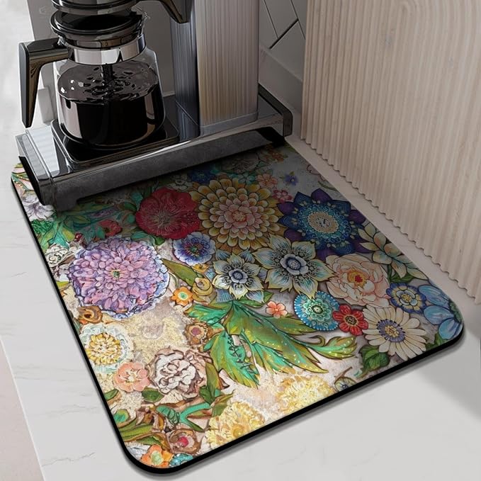 Kitchen Countertop Dish Drying Mat, Super Absorbent Coffee Bar Mat - Image 8