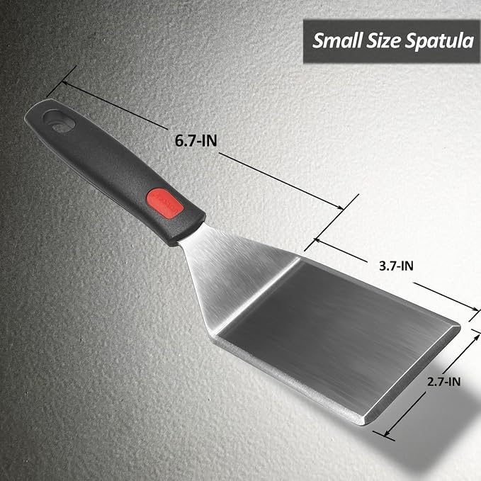 Small Spatula for Cast Iron Skillets, Full Tang silicone Handle, Heat Resistant - Image 3