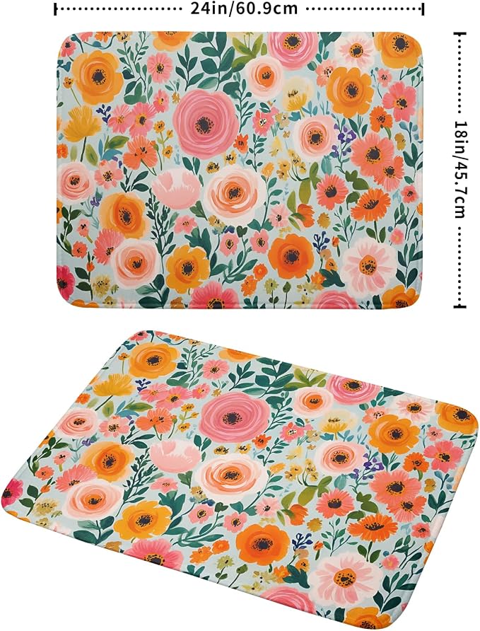Watercolor Flower Dish Drying Mat - Image 2
